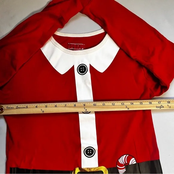Women’s Christmas Nightwear Themed Pajamas in Red/White Sz LG - Picture 8 of 9